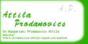 attila prodanovics business card